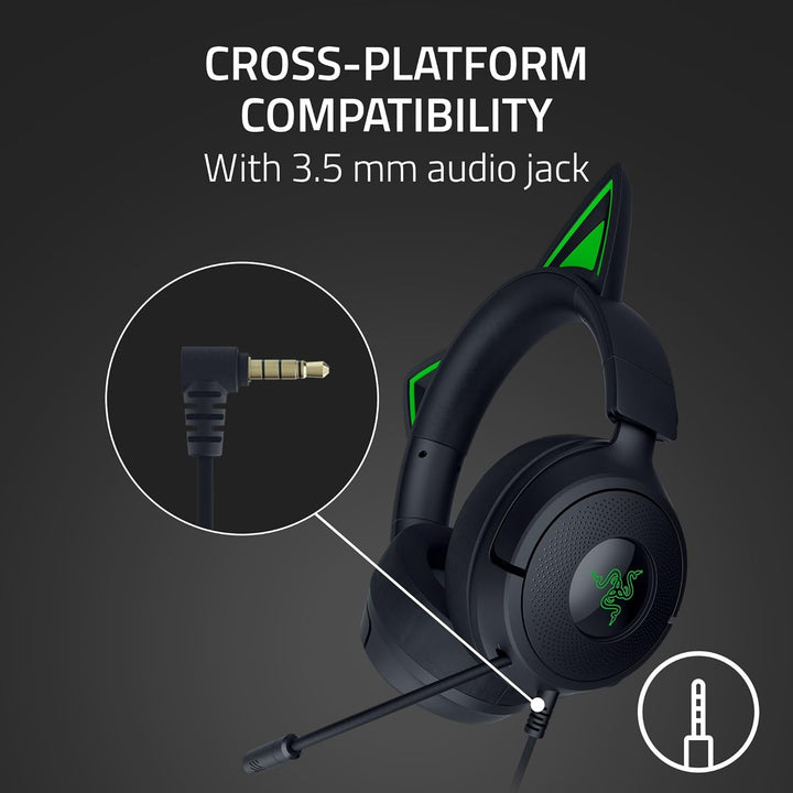 Razer | Kraken Kitty V3 X Wired Over-the-Ear Gaming Headset for PC, PlayStation, Nintendo Switch, Steam Deck, and Smartphone - Black |  RZ04-05350200-R3U1