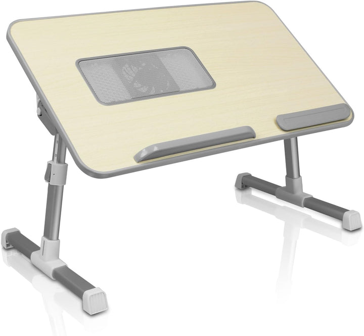 Aluratek | Adjustable, Foldable, Ergonomic Laptop Table with Cooling Fan - Biege | ACT01F