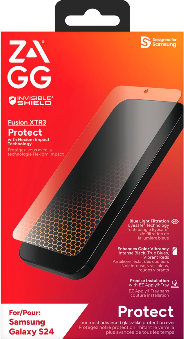ZAGG GEAR4 | InvisibleShield GlassFusion XTR3 Screen Protector Samsung Galaxy S24 | 15-12395