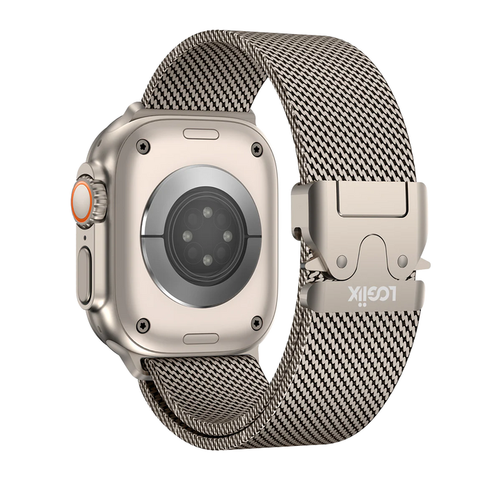 LOGiiX | Milanese Link Apple Watch Band 42/44/45/49mm S1-9/SE/Ultra - Titanium | LGX-13933