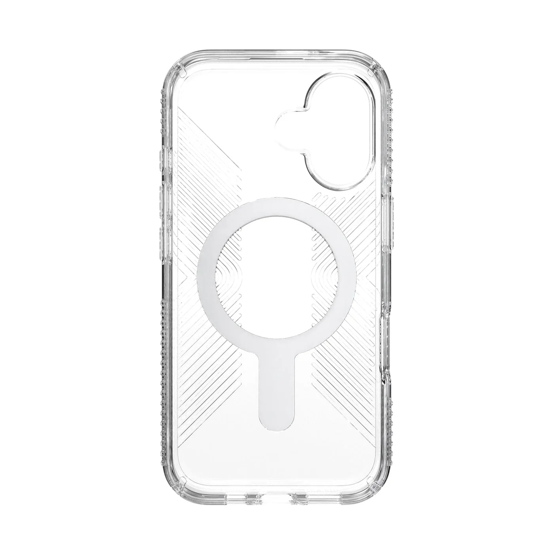 Speck | Presidio Perfect-Clear Grip MagSafe with ClickLock Apple iPhone 16 - Clear/Chrome | 150692-3199