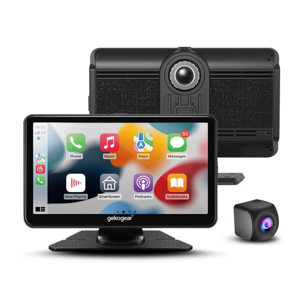 myGEKOgear | Orbit C110 7in. Display for Apple CarPlay Android Auto with Dual Dash Cam, Back Up Camera - Black | 15-12812