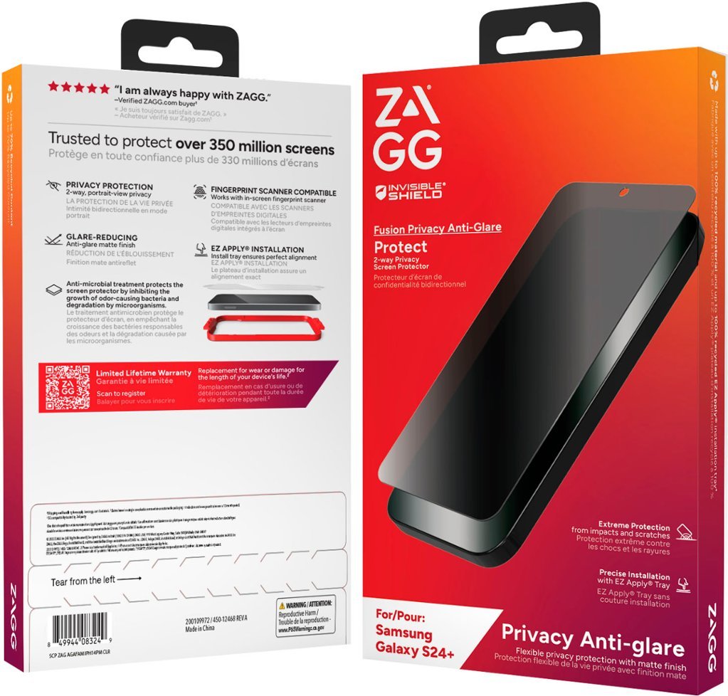 ZAGG | InvisibleShield Fusion Privacy Screen Protector for Samsung Galaxy S24+ - Black | IS-200313493
