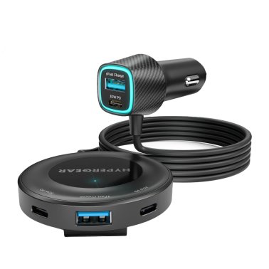 HyperGear | Road Runner PD PPS 5-Port Front + Backseat Fast Car Charger 98W - Black | 16352