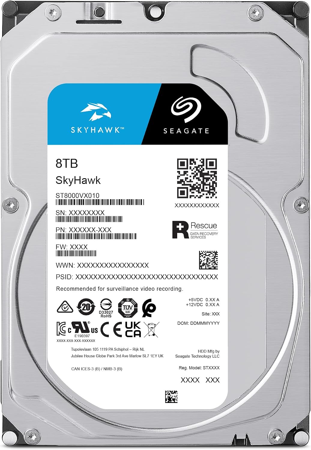 Seagate | Skyhawk 8TB Video Internal Hard Drive HDD 3.5" SATA 6Gb/s | ST8000VX010