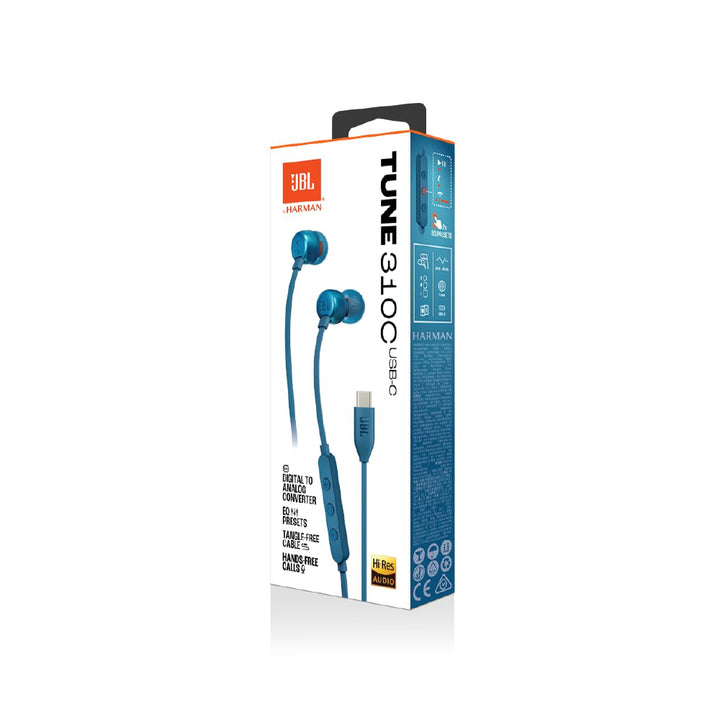 JBL | Wired In-ear USB-C Headphones - Blue | JBLT310CBLUAM