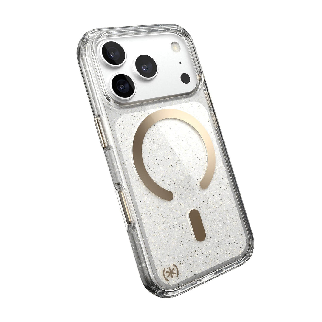 Speck | Presidio Lux + C-Magsafe  iPhone 18 Pro / 17 Pro with Camera Control  - Gold Glitter | 151106-9221