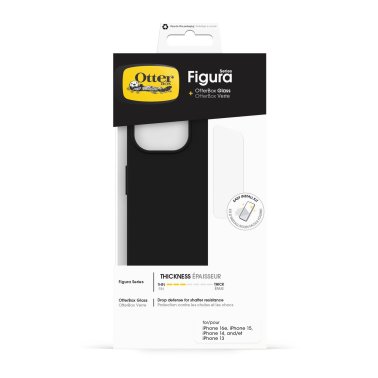 OtterBox | Figura Case and Glass Screen Protector Bundle iPhone 17e/16e/15/14 -  Black | 76-000109
