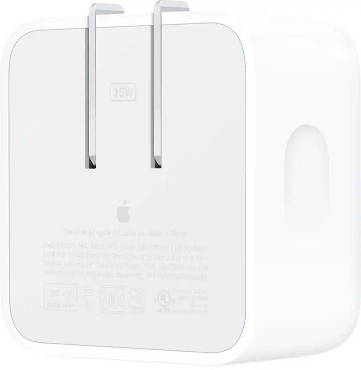 Apple | Power Adapter Compact Cube 35W Dual USB-C Port - White | MW2H3AM/A