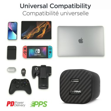 HyperGear | Charging Kit with Travel Pouch USB-C PD 30W - Carbon Fibre | 16290
