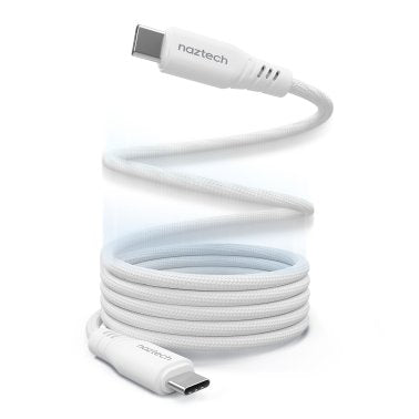 Naztech | ReCoil USB-C to USB-C Magnetic Braided Cable 6 ft (180cm) - White | 15-13934