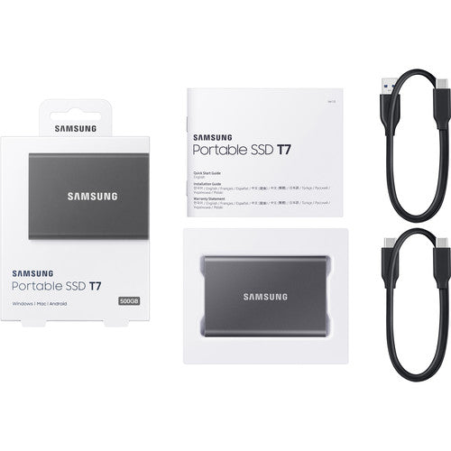 Samsung | USB 3.2 Gen. 2 T7 500GB Portable SSD - Grey /OPEN BOX | MU-PC500T/AM-STOB