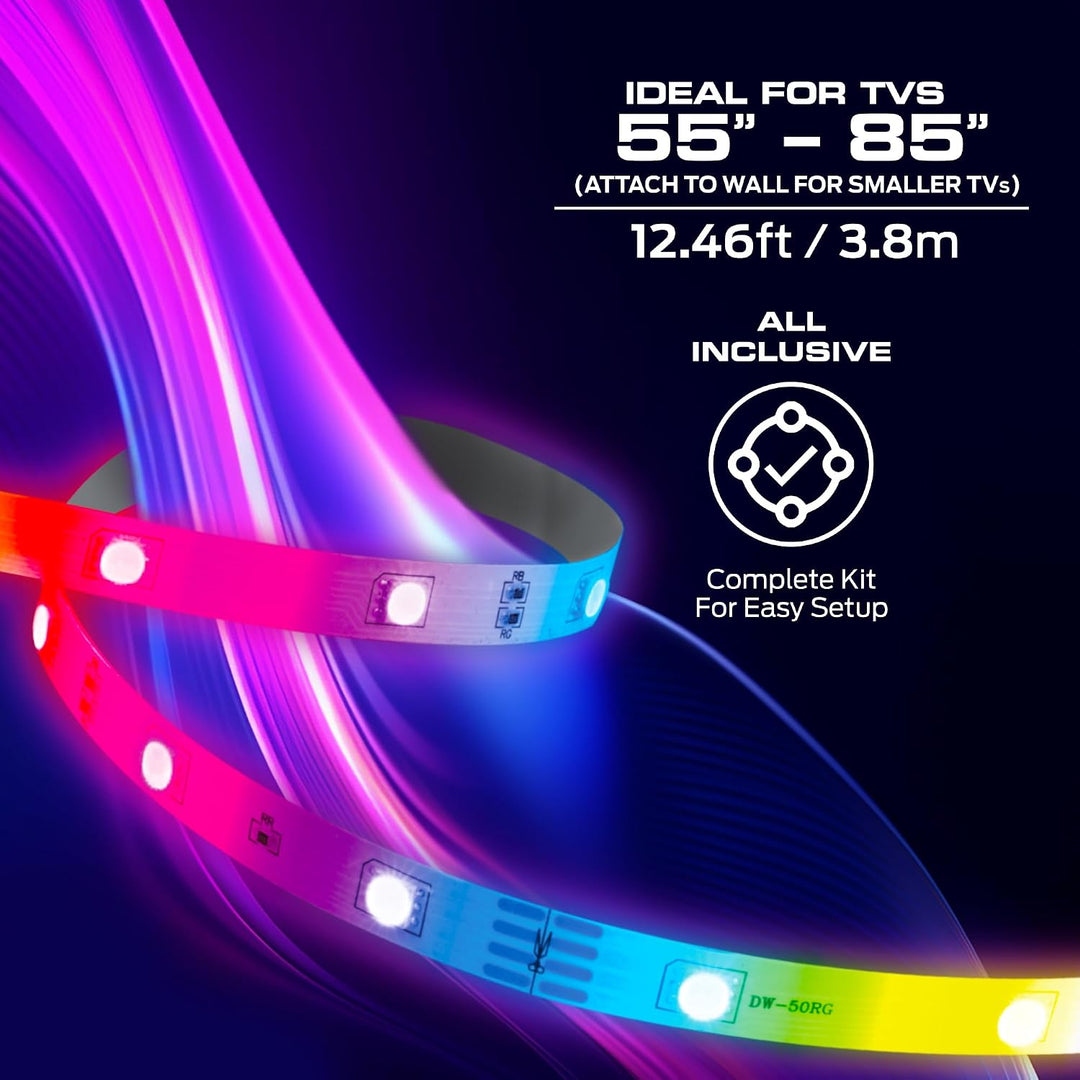 Monster | TV Backlight LED Light Strip with HDMI 16 RGBIC Strip TVs 85" Using HDMI | MNW7-2003-ICM