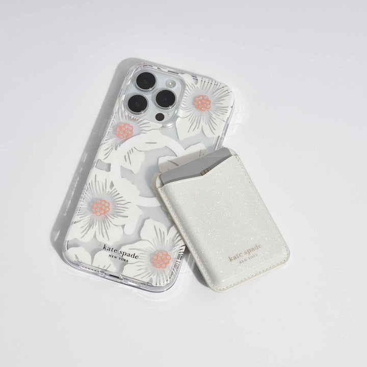 Kate Spade NY | Magnetic Wallet Compatible w/MagSafe - White Glitter |  15-14179