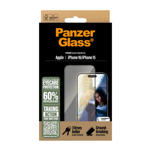 PanzerGlass | EyeCare Ultra-Wide Fit Screen Protector iPhone 16 / 15 - Clear | PG-2865