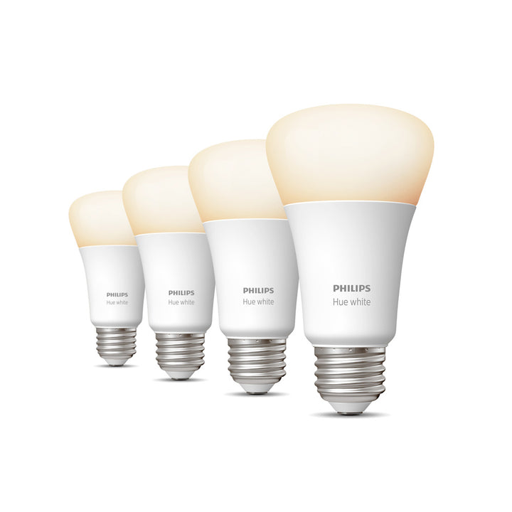 Philips Hue | Hue 10W Equivalent 60W A19 Base E26 LED Smart Bulb 4 PK - Soft White | 476985