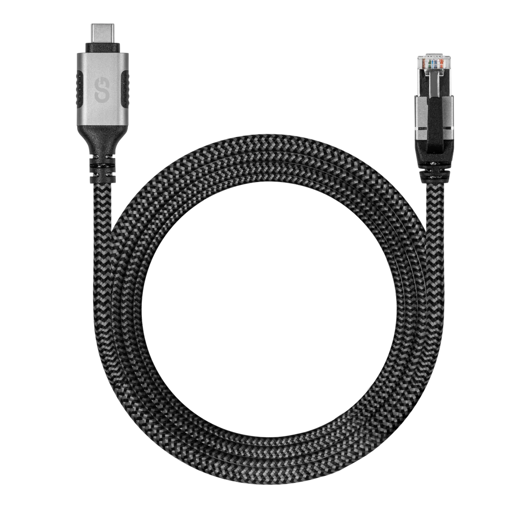 LOGiiX | Cable USB Type-C to Ethernet Braid 10ft - Grey/Black | LGX-13968