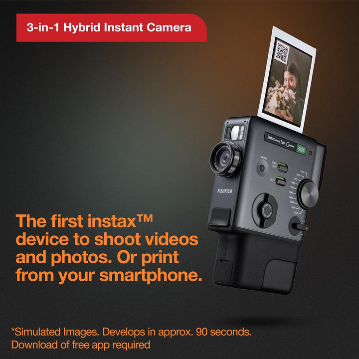 Fujifilm | Instax Mini Evo Cinema Hybrid Instant Camera - Black | B0GF37VTC1