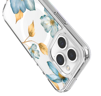 Caseco | Clear Design Case iPhone 15 Pro - Blue Wildflower | ED24B3-00FV