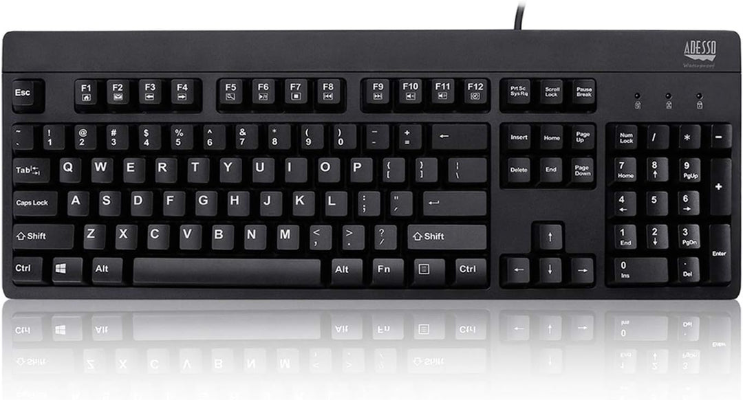 Adesso | Waterproof Anti Microbial Wired USB Keyboard - Black | AKB-630UB