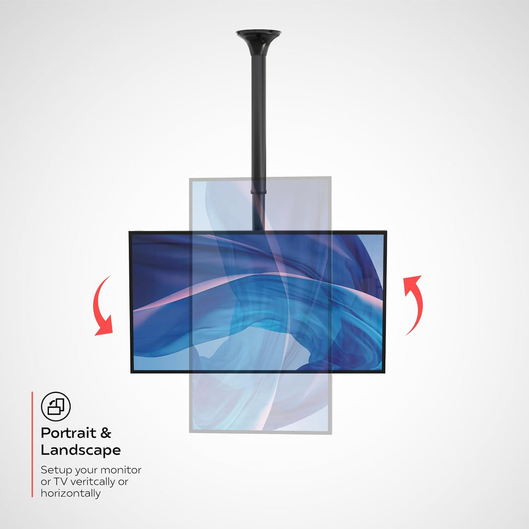 CTA | Height-Adjustable Ceiling Mount for Monitors and TVs up to 44 Lbs - Black | ADD-HACMMT