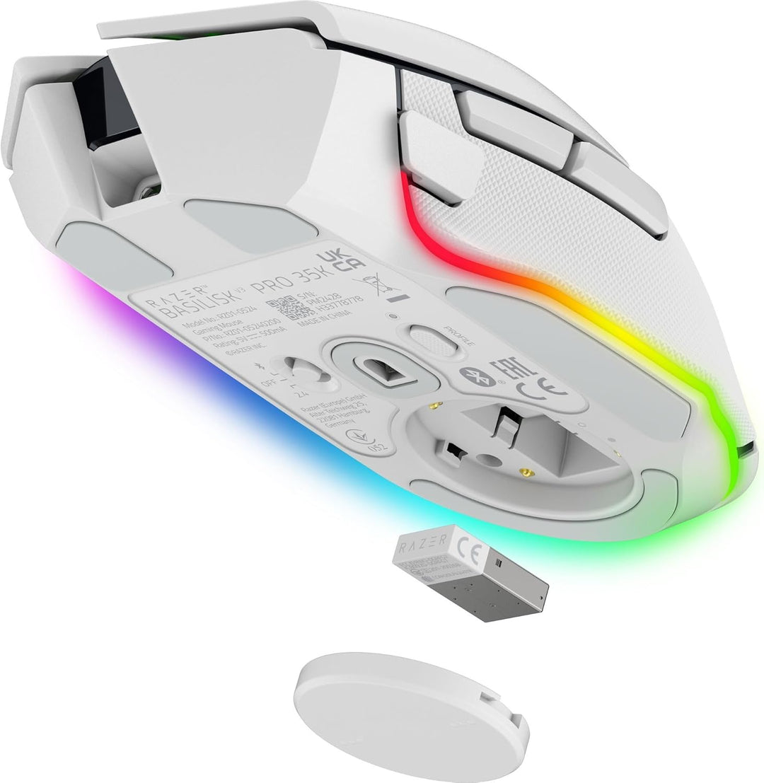 Razer | Basilisk V3 Pro Optical Gaming Mouse with HyperScroll Tilt Wheel Wireless - White | RZ01-05240200-R3U1