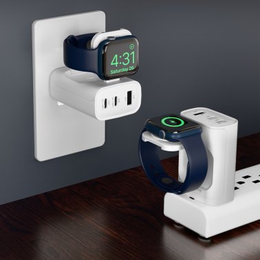HyperGear | Multi-Port Hub w/Apple Watch Charger 43W - White | 16314HIT