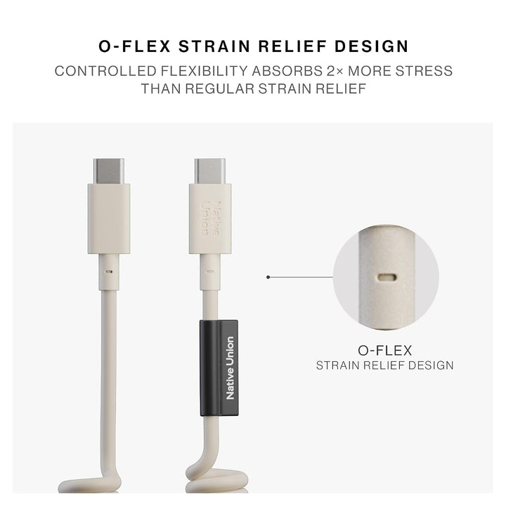 Native Union | Pop Cable XL USB-C to USB-C 7.9ft / 2.4M / 60W - Sandstone | POP-C-XL-BLK