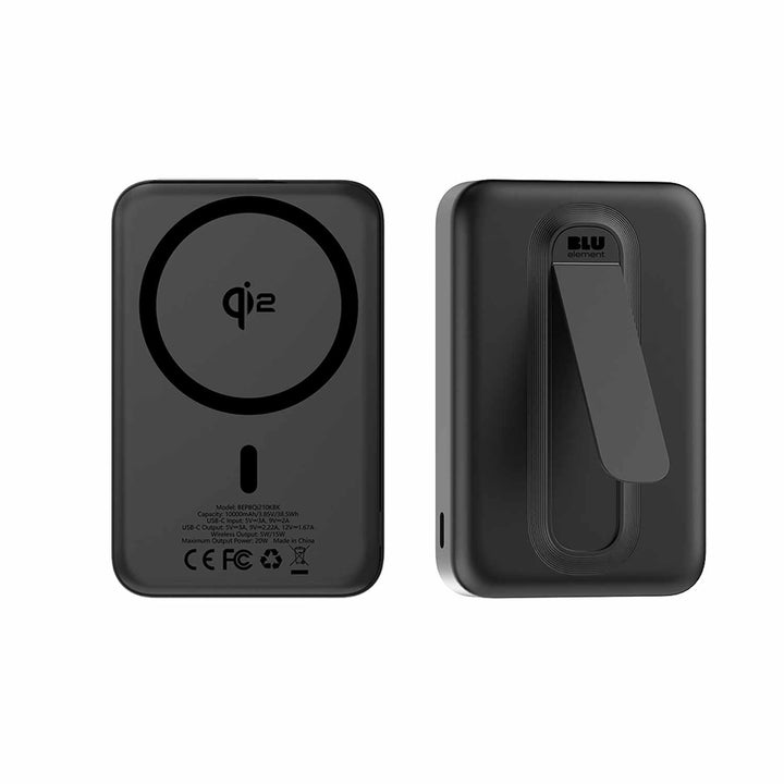 Blu Element | Qi2 Wireless Power Bank with Kickstand 10K - Black | BEPBQi210KBK