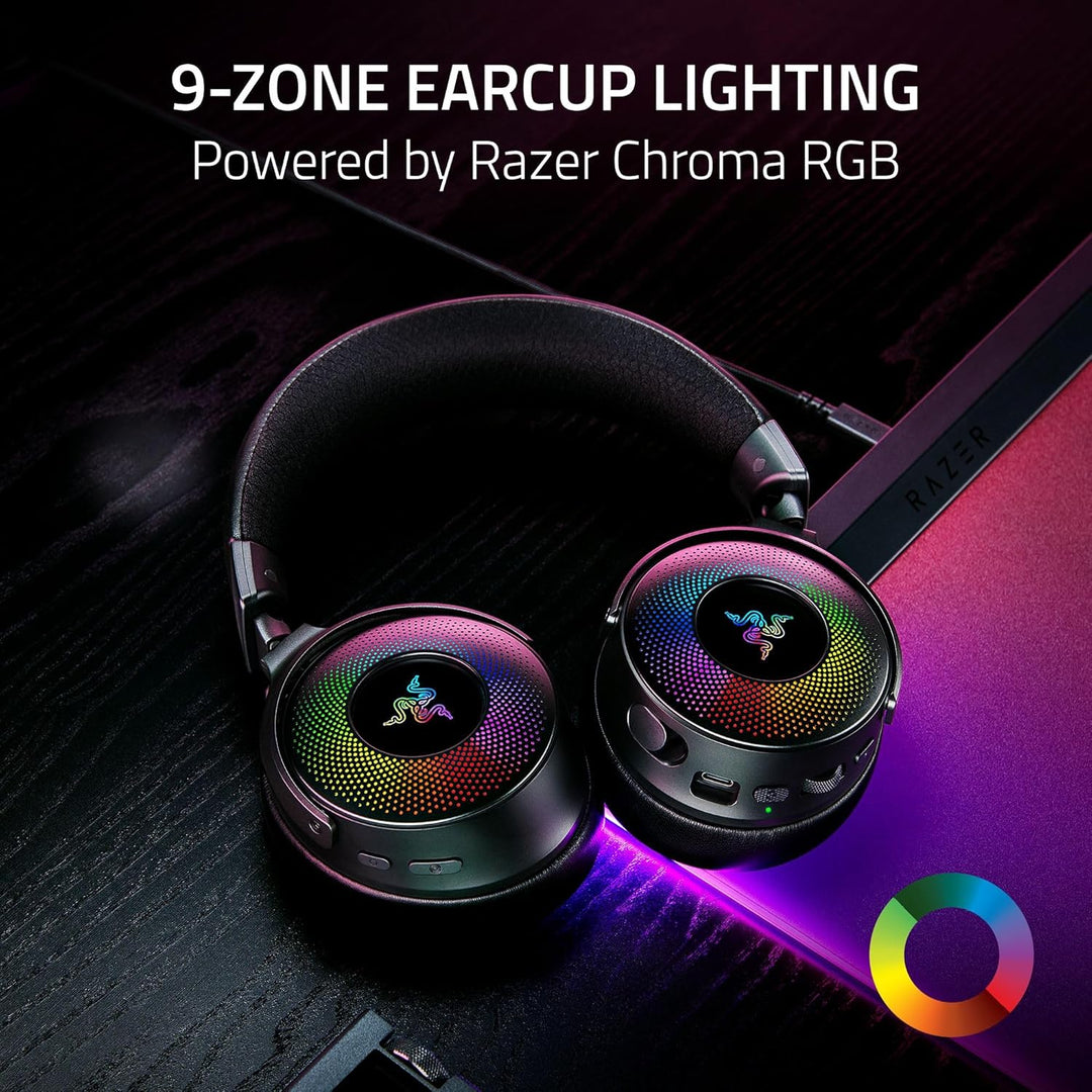 Razer Renewed | Kraken V4 Pro Wireless Gaming Headset Wireless Bluetooth USB 3.5 mm Super Wideband Mic - For PC, Mac, PS5, Nintendo Switch, Steam Deck, Smartphone - Black | RZ04-05160100-R3UR | 60 DAYS WARRANTY