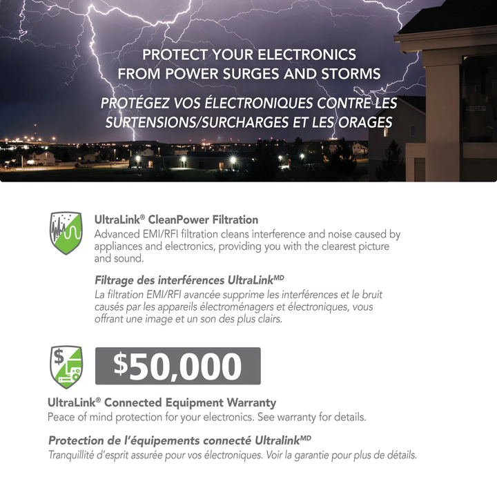 Ultralink | Surge Protector 6 Outlet 2 USB 3.1A - Black | PSV100