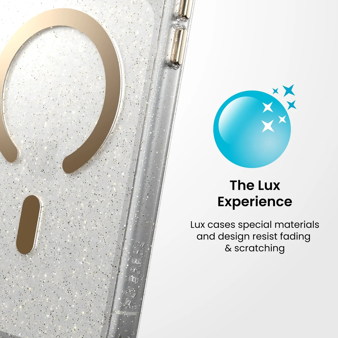 Speck | Presidio Lux Glitter MagSafe iPhone 18 Pro Max Case - Gold Glitter |  151118-9221