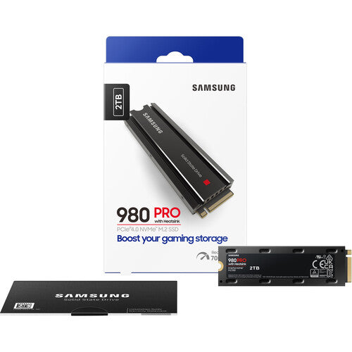 Samsung | 980 PRO Heatsink 2TB NVMe PCI-e Internal Solid State Drive | MZ-V8P2T0CW