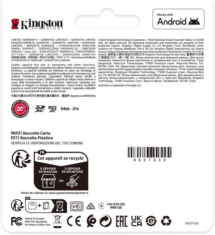 Kingston | MicroSDXC Canvas Select Plus Gen 3 512GB + Adapter 150 MB/s | SDCS3/512GB