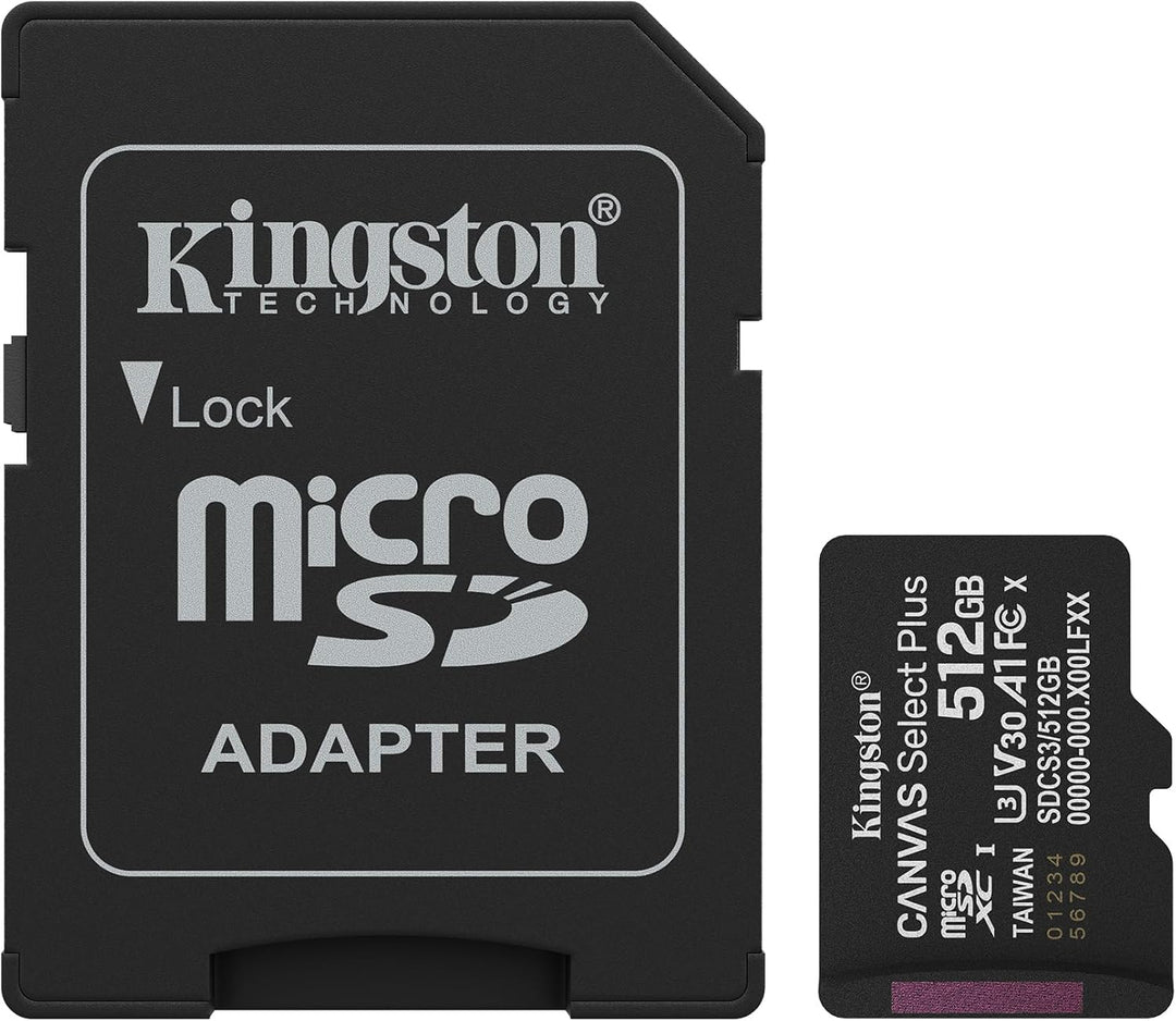 Kingston | MicroSDXC Canvas Select Plus Gen 3 512GB + Adapter 150 MB/s | SDCS3/512GB