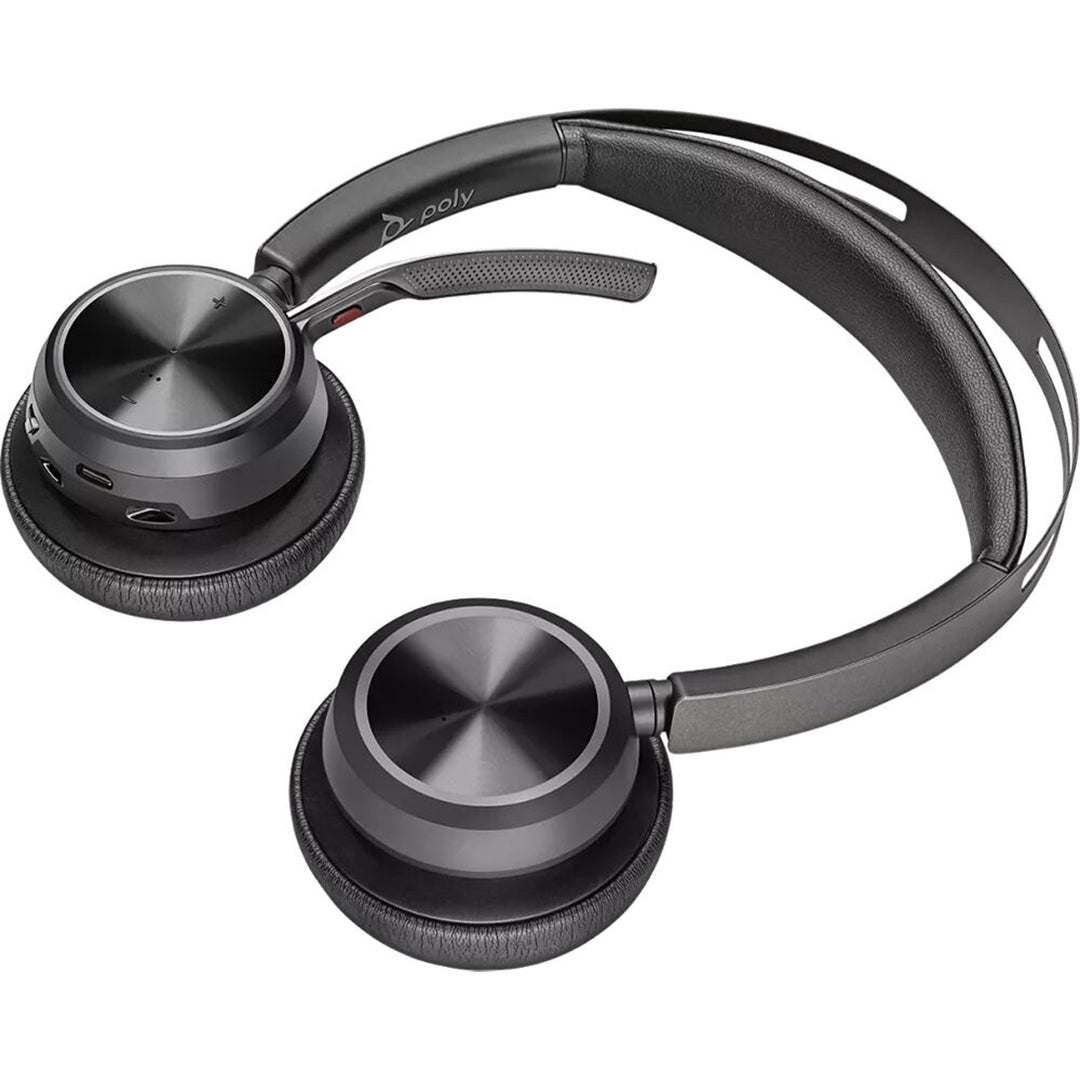Poly Voyager | Focus 2 Headset On-Ear Bluetooth Wireless Active Noise Canceling USB-C Via Bluetooth adapter  Zoom Certified Certified for Microsoft Teams - Black Stand |  9T9J6AA#AC3