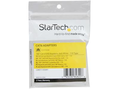 Startech | 180 Cat 6 Keystone Wall Jack - White | C6KEY110SWH