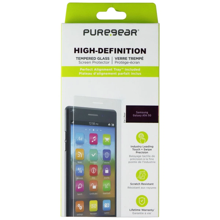PureGear | Ultra Clear HD Tempered Glass Samsung Galaxy A54 5G Screen Protector w/ Applicator Tray | 15-11033