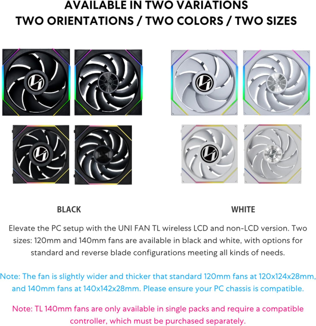 Lian-Li | UNI Fan TL Wireless 120-Triple Pack-2.4 GHz Wireless Signal ARGB Fan-Infinity | 12TL1W3B
