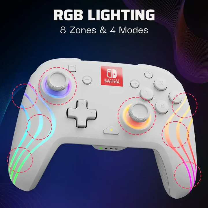 PDP | Afterglow Wave Wireless Pro Controller with Motion for Nintendo Switch & Nintendo Switch OLED Model - White | 500-252-WH