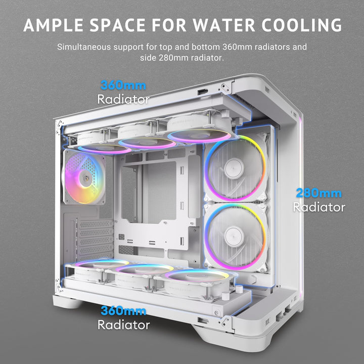 Antec | C5 Curve ARGB Mid-Tower ATX PC Case Curved Tempered Glass Front & Side Panels 360mm Radiator Support Type-C 3.2 Gen 2 - White  | C5 CURVE ARGB WHITE