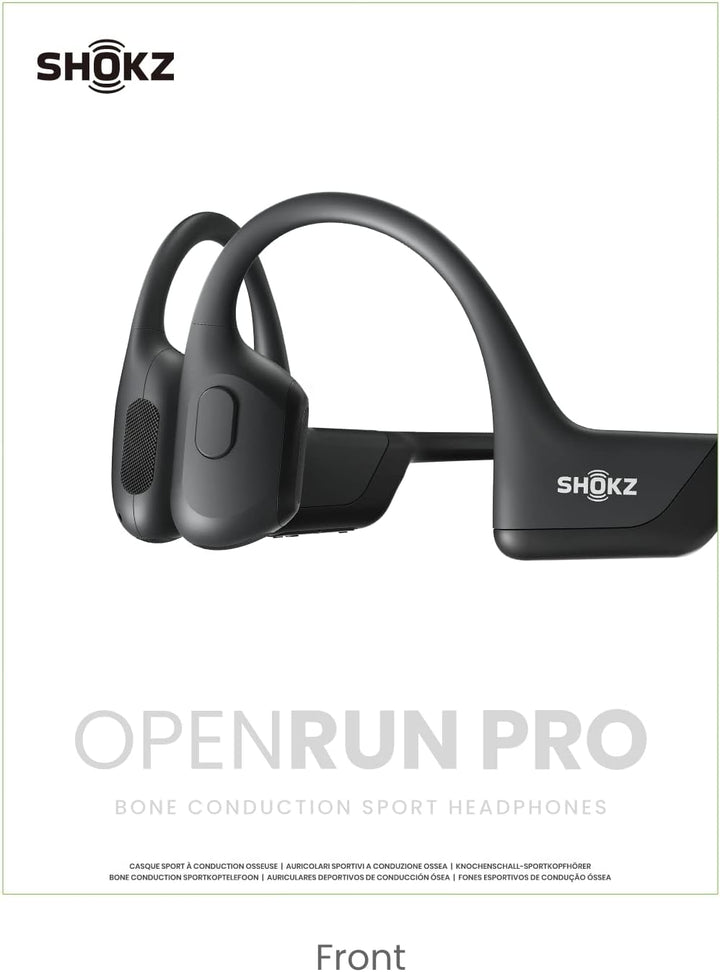 Shokz | OpenRun Pro Cosmic Black | Bluetooth Headset Noise Cancelling Mic Premium Bone Conduction - Enhanced Bass | 52844