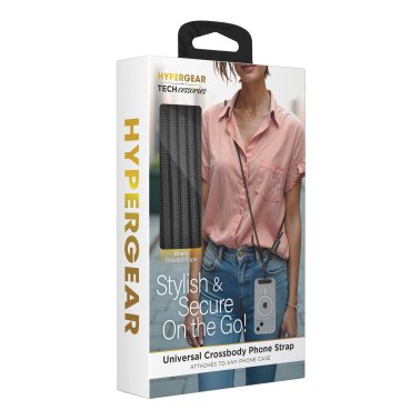 HyperGear | TECHcessories Universal Crossbody Phone Strap - Black Braided Rope | 16282