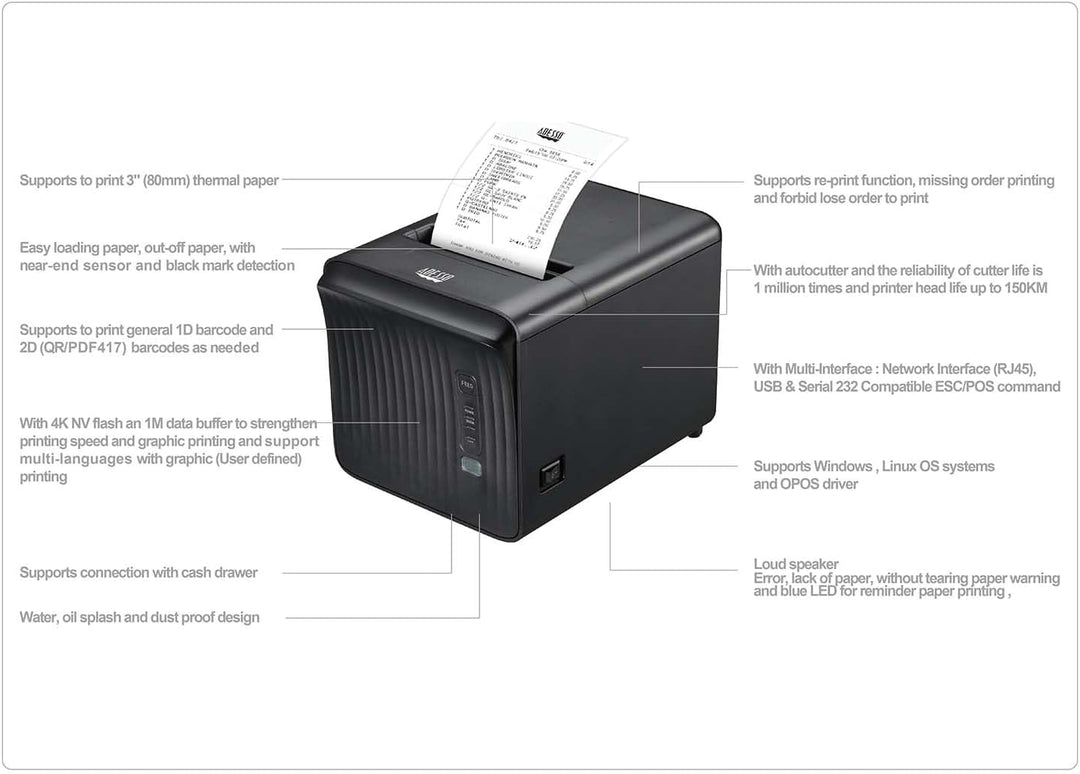 Adesso | Network Interface Thermal Receipt Printer | NUPRINT330
