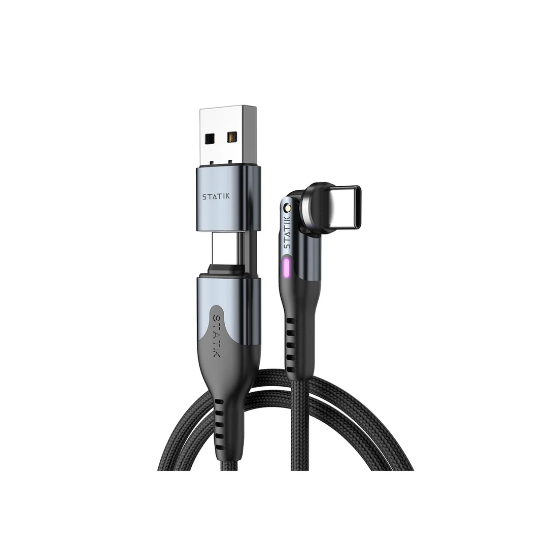 Statik | PowerPivot Nylon Braided 10ft Cable USB-C to USB-C - Black | PUP-0455-10FT-CC