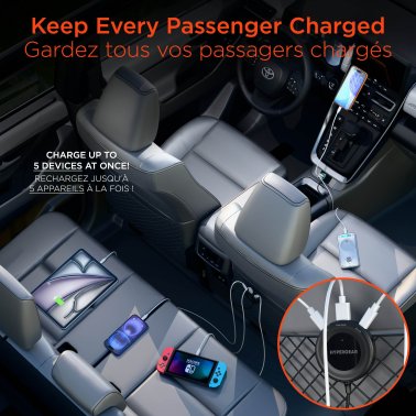 HyperGear | Road Runner PD PPS 5-Port Front + Backseat Fast Car Charger 98W - Black | 16352