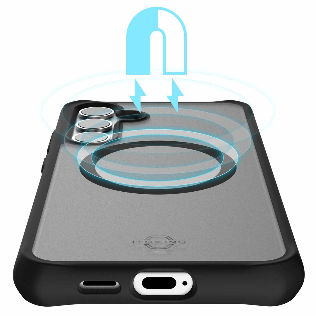 Itskins | Hybrid_R Frost Case w/ MagSafe Samsung Galaxy S24 - Black | 120-7948