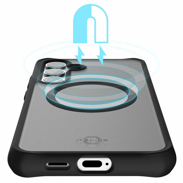 Itskins | Hybrid_R Frost Case w/ MagSafe Samsung Galaxy S24 - Black | 120-7948