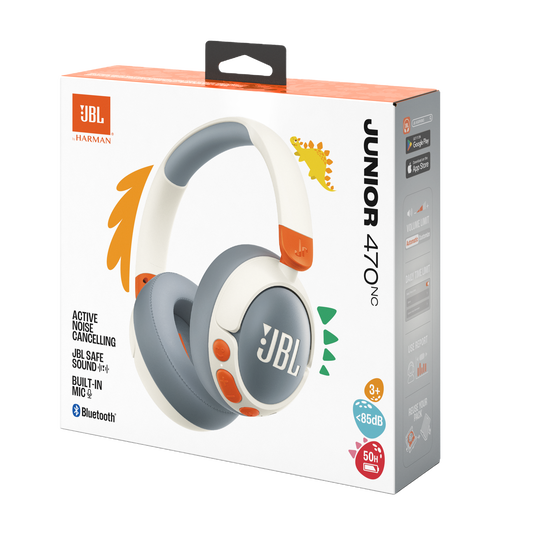 JBL | Junior 470 NC Wireless Over-Ear Bluetooth - White | JBLJR470NCWHTAM