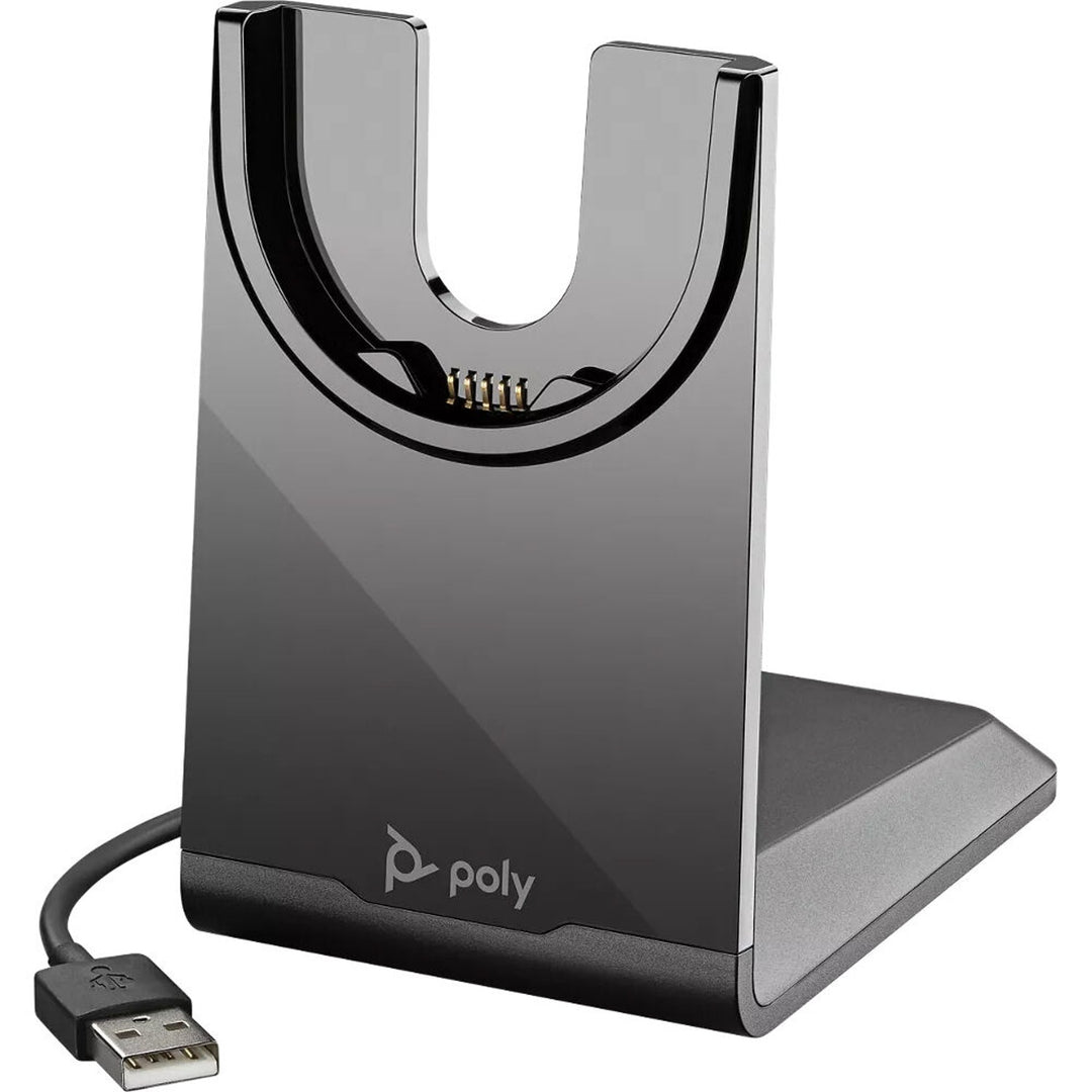 Poly Voyager | Focus 2 Headset On-Ear Bluetooth Wireless Active Noise Canceling USB-C Via Bluetooth adapter  Zoom Certified Certified for Microsoft Teams - Black Stand |  9T9J6AA#AC3